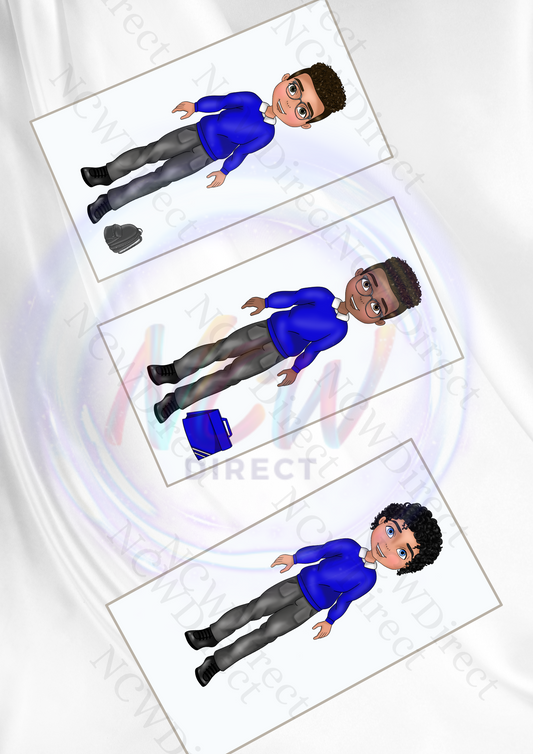 UVDTF school Afro Boy in Royal blue Jumper Sticker