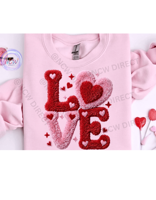 LOVE Faux Yarn Crochet DTF Print