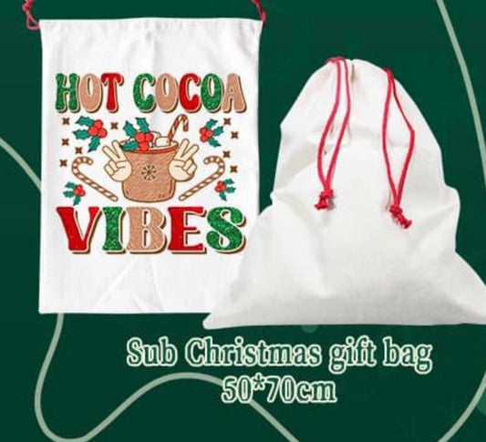 Sublimation Christmas sack with red Drawstring 50* 70cm