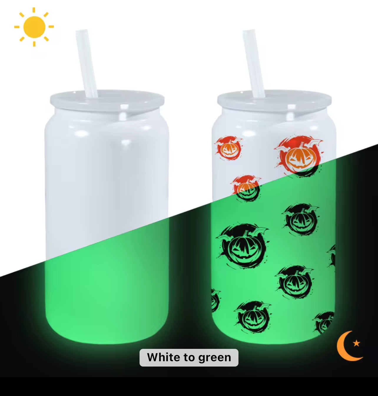 Glow in The dark 16oz Sublimation Double walled insulated Tumbler