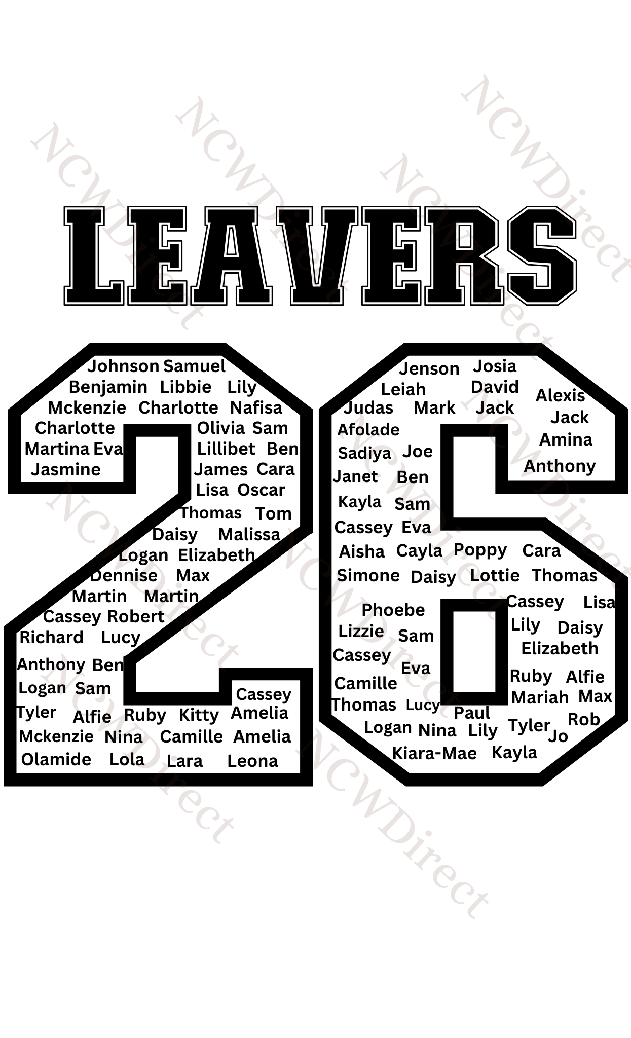School Leavers DTF Print  WITH NAMES