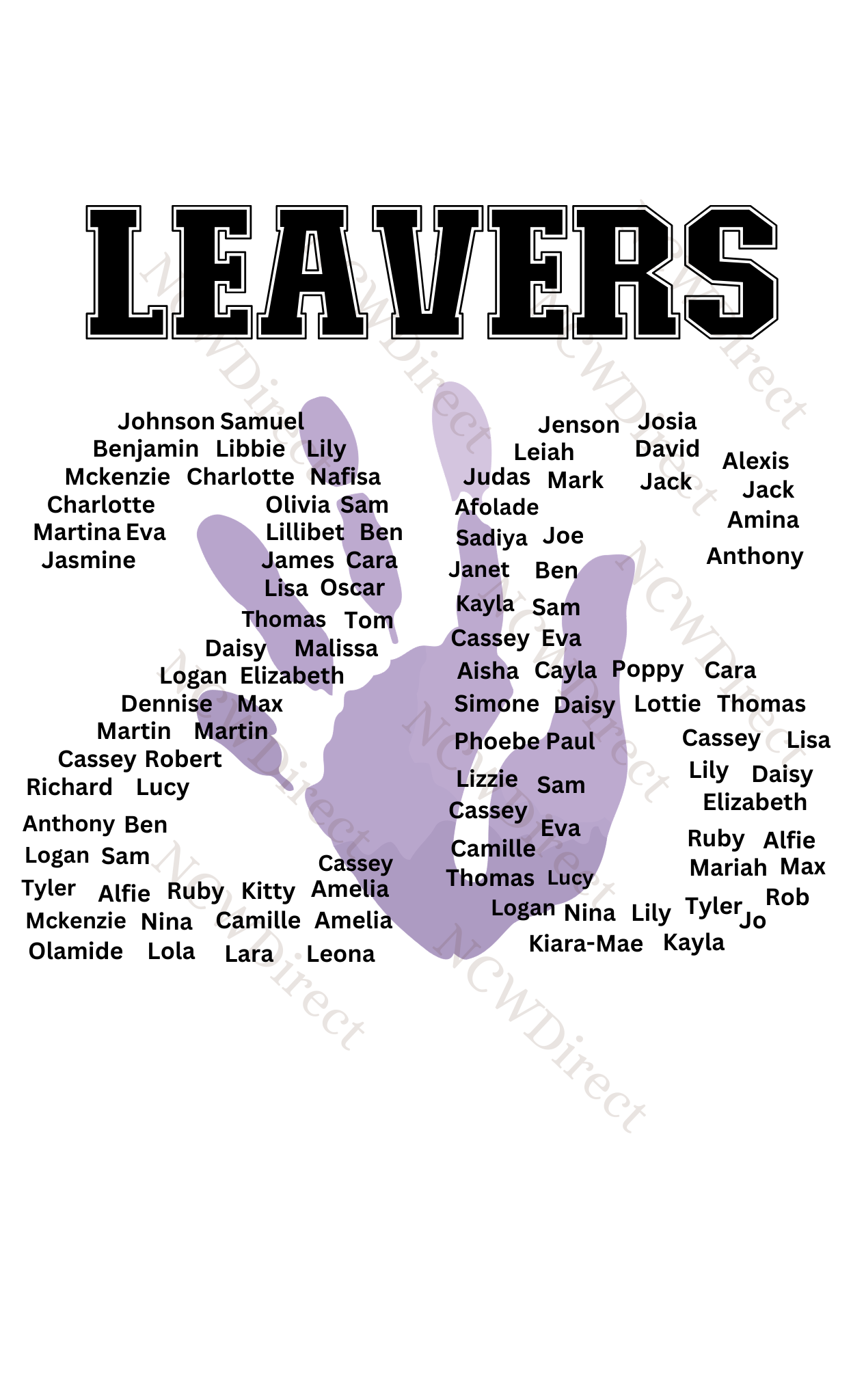 School Leavers DTF Print  WITH NAMES