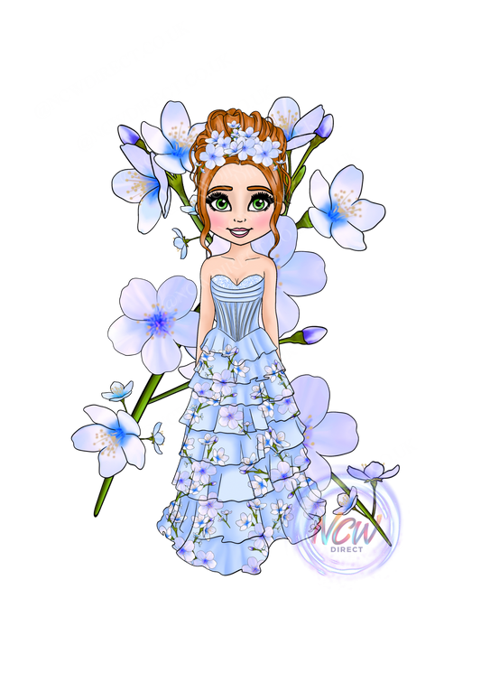 Blue Blossoms Doll UVDTF
