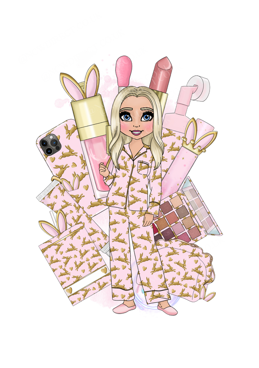 Gold Bunnies Makeup Doll UVDTF