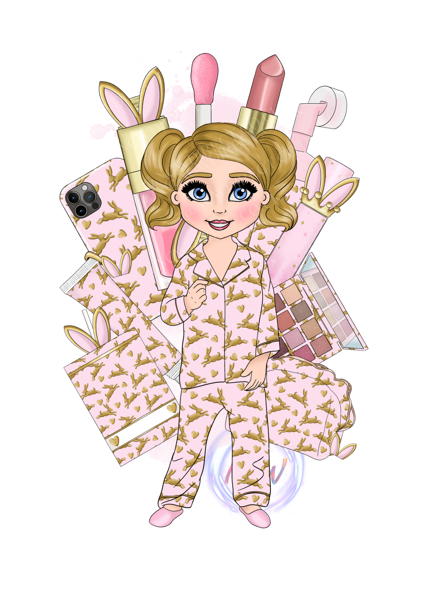 Gold Bunnies pyjama Toddler Doll UVDTF