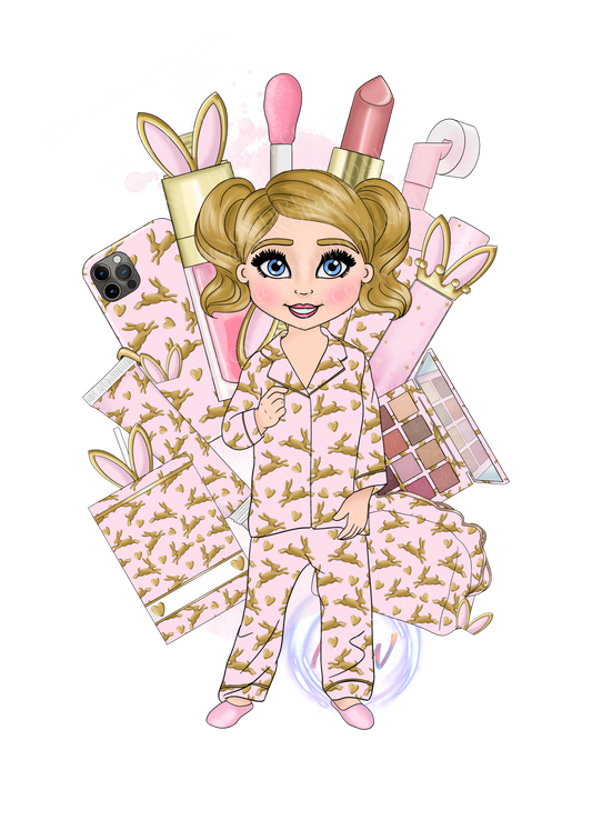 Gold Bunnies pyjama Toddler Doll UVDTF