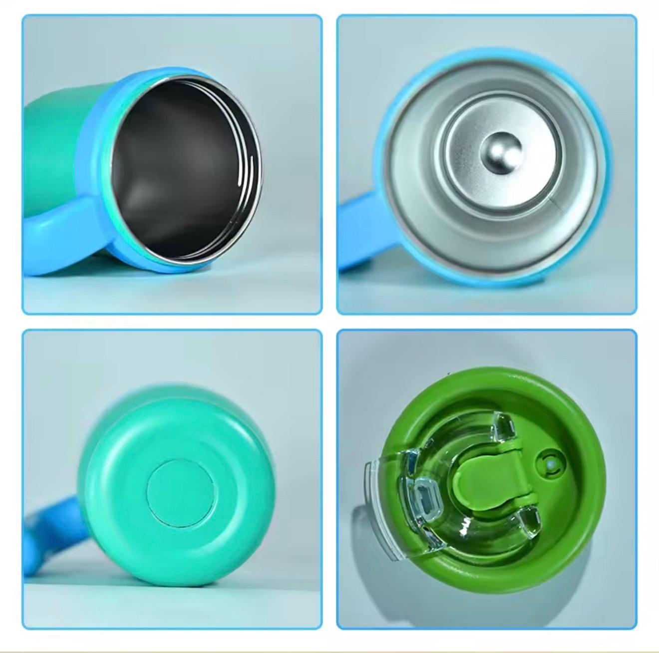 14oz Stainless Steel Kids Tumbler with Handle Powder Coated Water Bottle with Leakproof Lid
