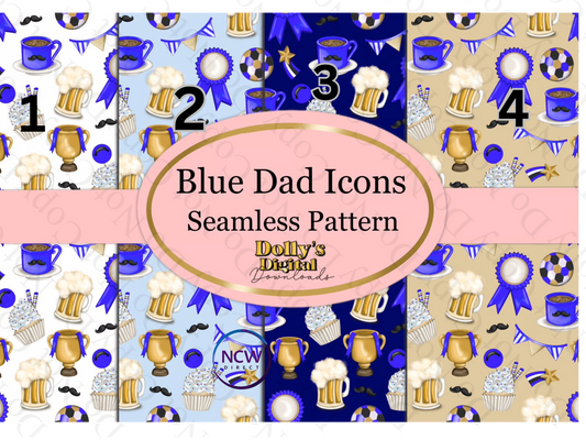 Blue Dad Icons Wrapping Paper