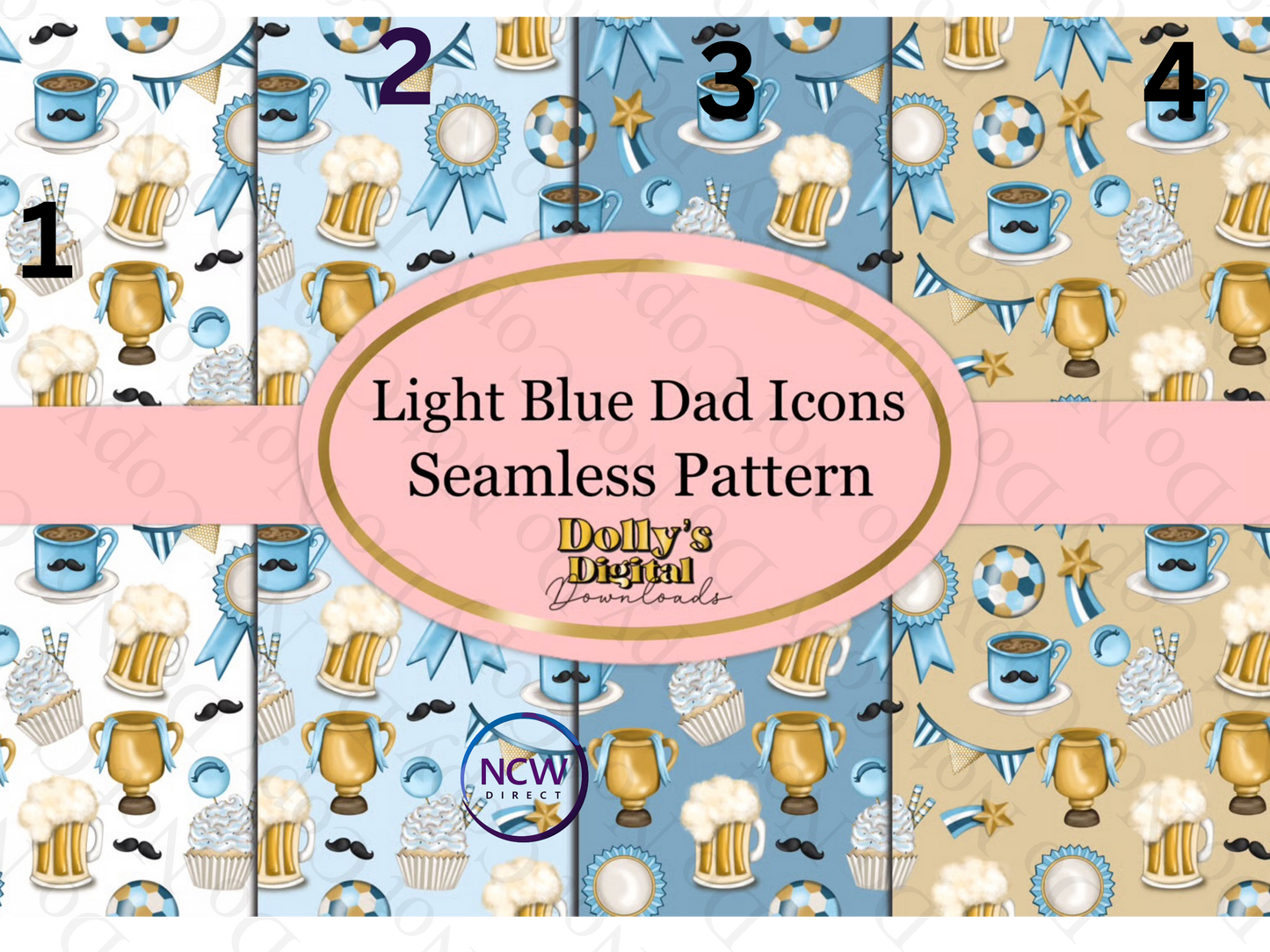 Light Blue Dad Icons Wrapping Paper
