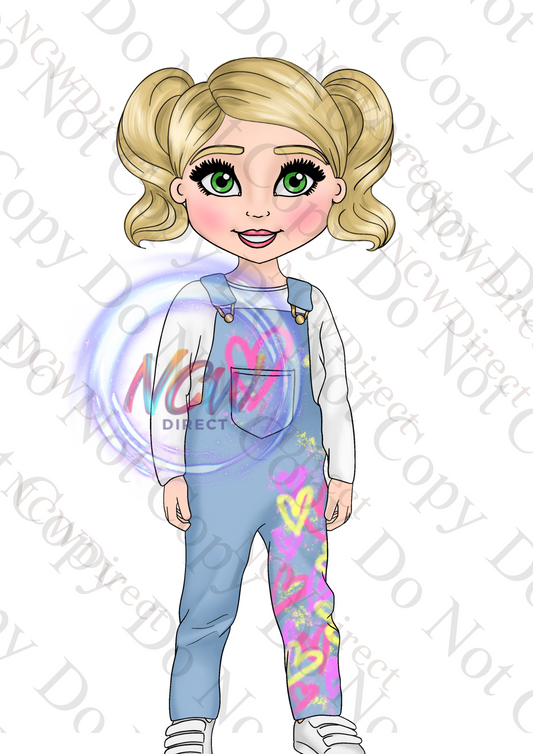 Girl Dungarees UVDTF