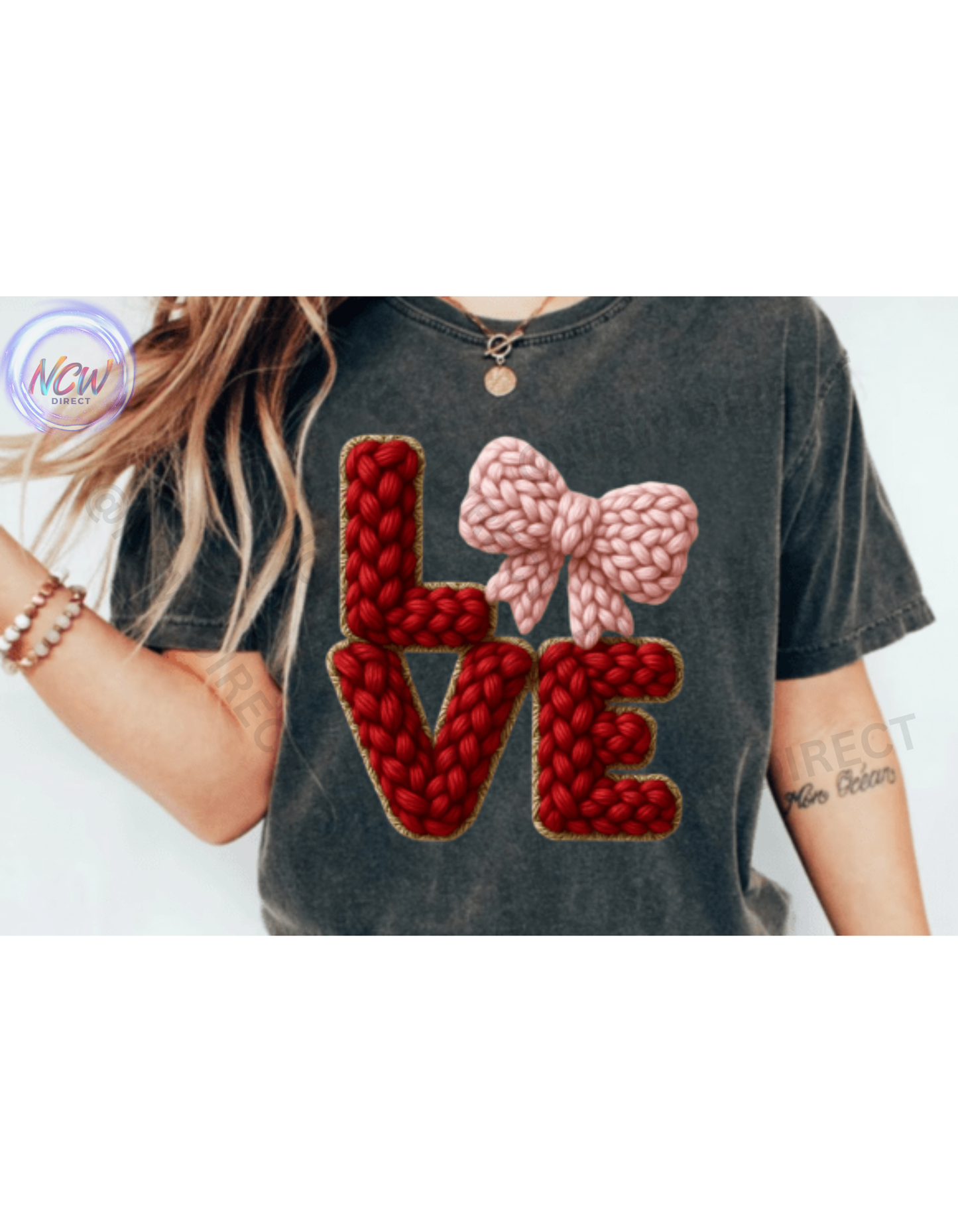 LOVE Faux Yarn Crochet DTF Print