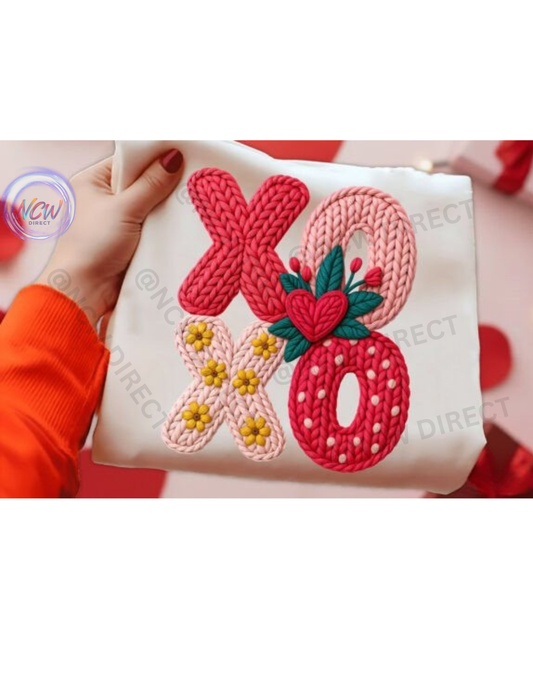 XOXO Faux Yarn Crochet DTF Print