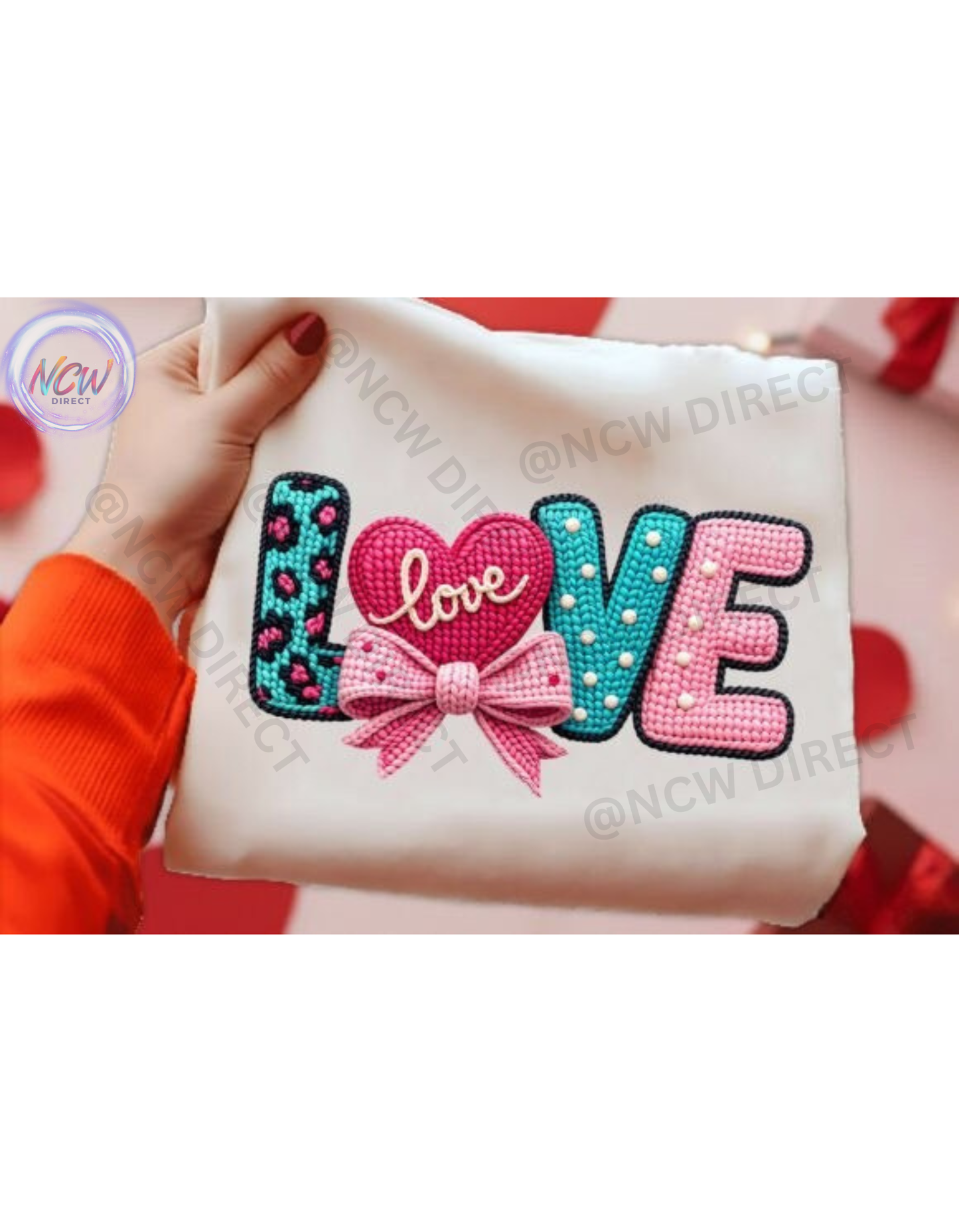 LOVE Faux Yarn Crochet DTF Print