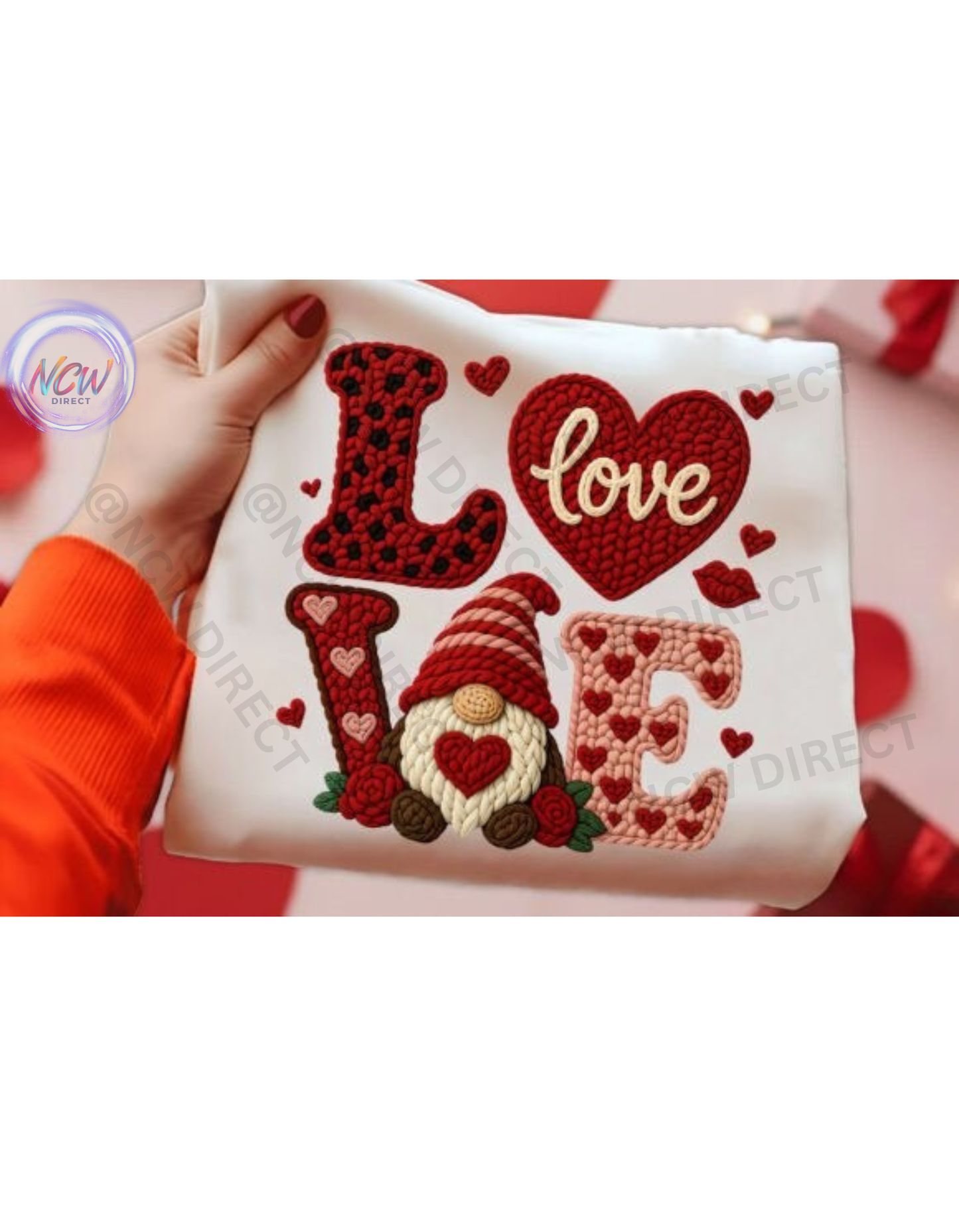 LOVE Faux Yarn Crochet DTF Print