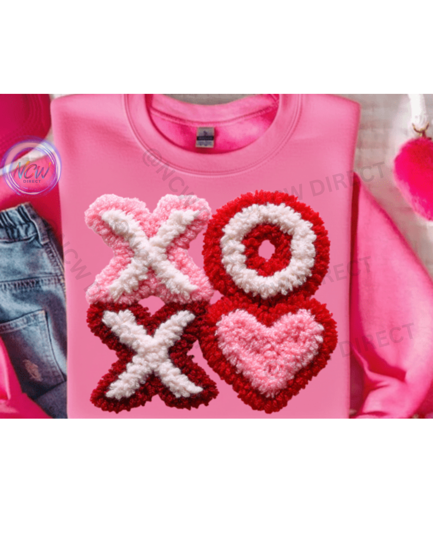 XOXO Faux Yarn Crochet DTF Print