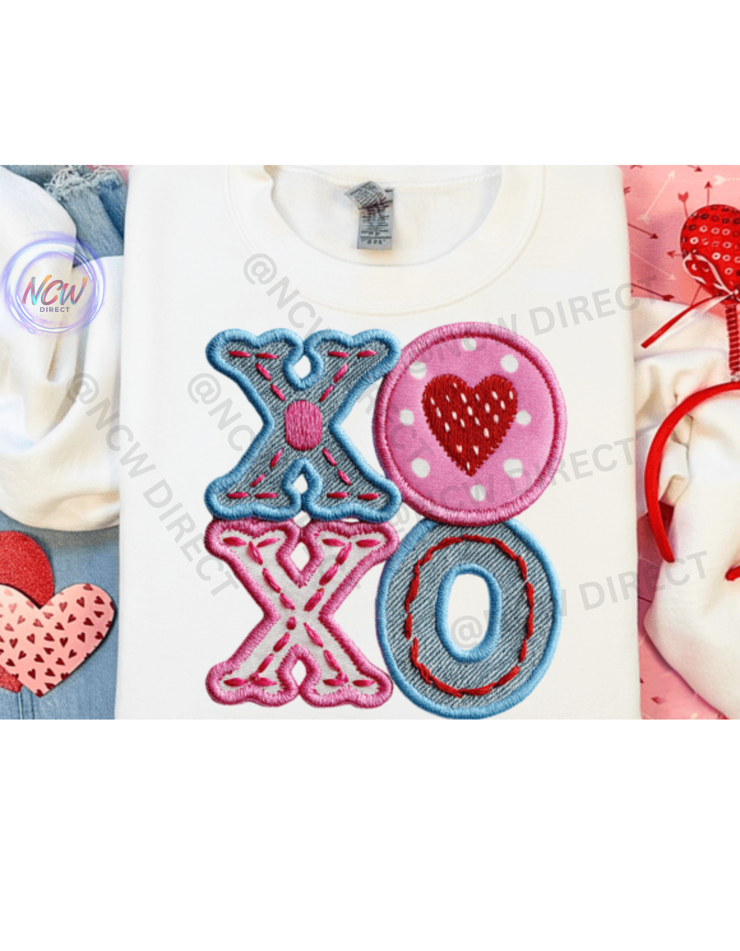 XOXO Faux Yarn Crochet DTF Print