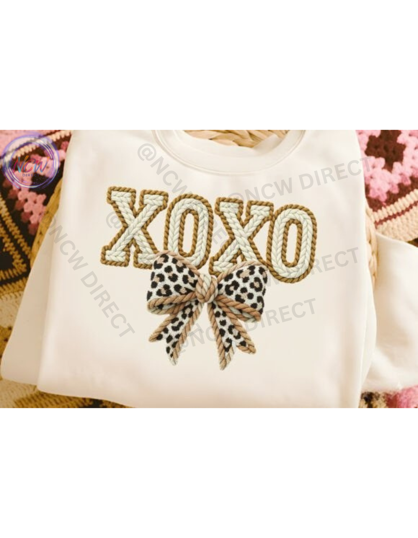 XOXO Faux Yarn Crochet DTF Print
