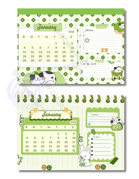 Green Animal Desktop Calendar PDF File