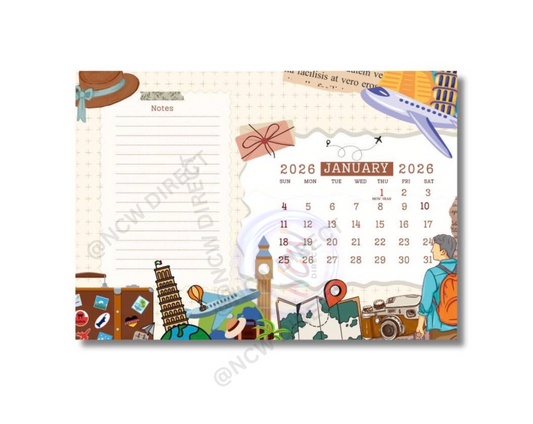 Travel Theme Desktop Calendar PDF File