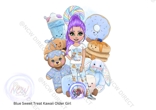 Blue Sweet Treat Kawaii Older Girl DTF A3