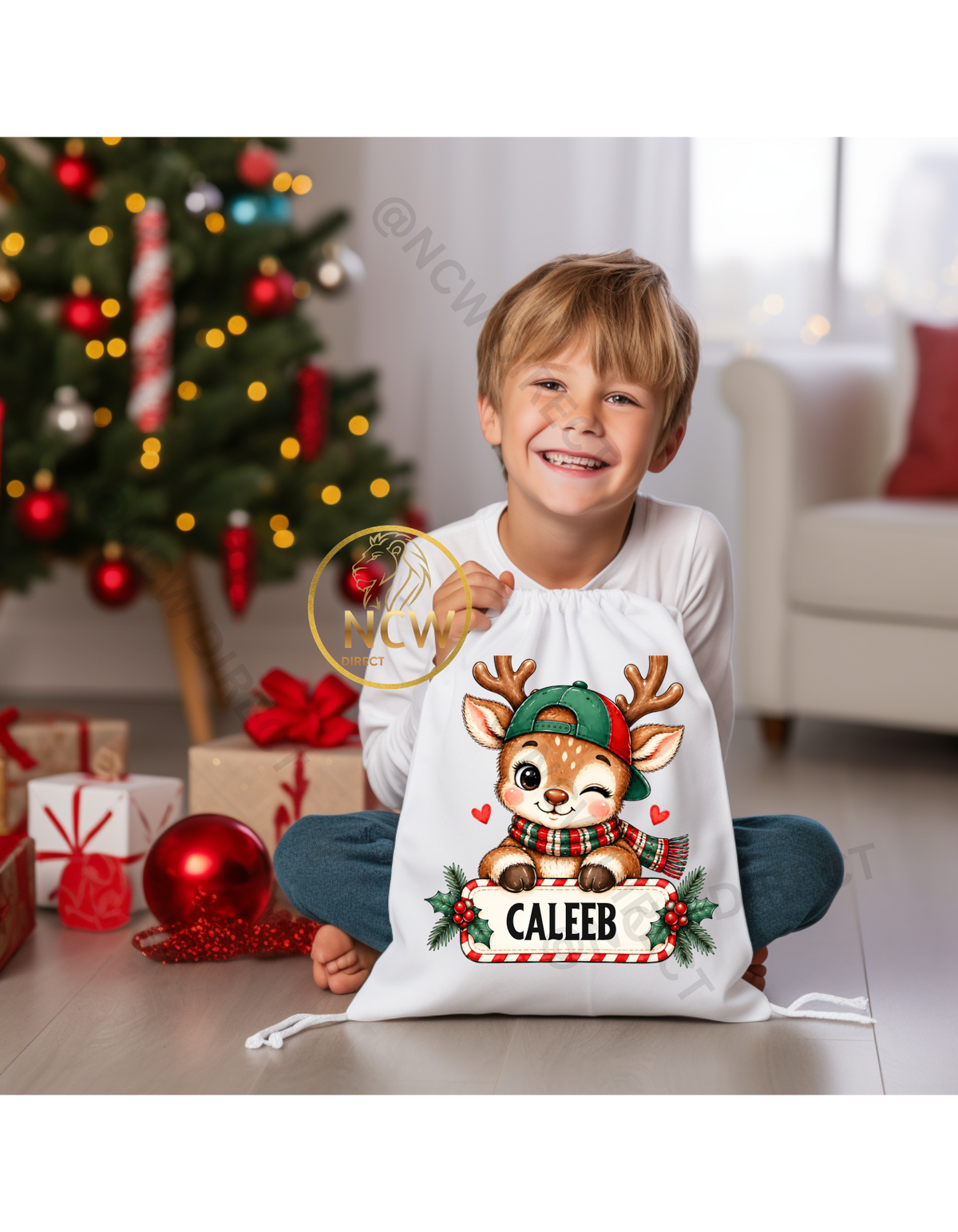 Cute Personalised Reindeer …… DTF Print Only