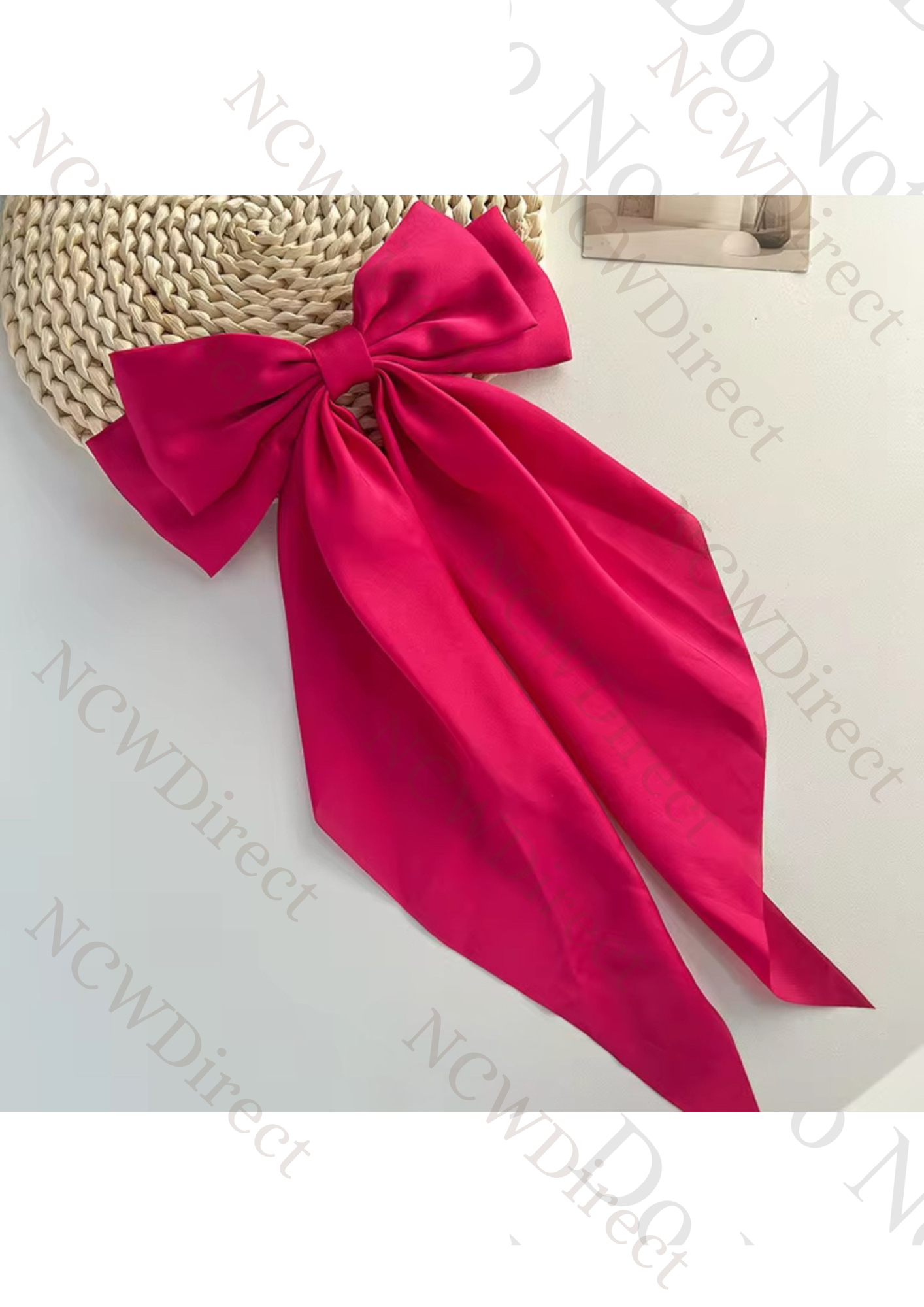 Oversized Satin Hair Bows with Long Tail and hair clip