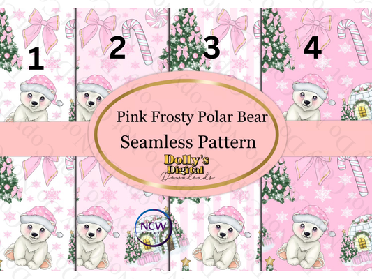 Pink Frosty Polar Bear Wrapping paper