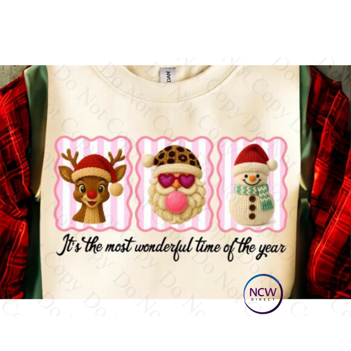 Christmas Faux Yarn Crochet DTF Print