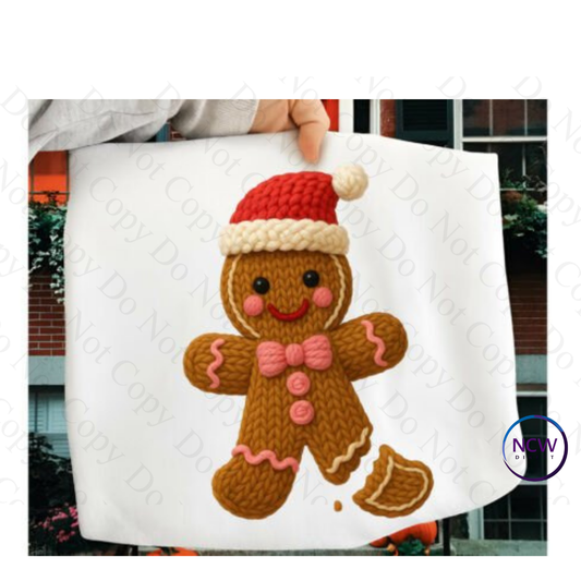 Gingerbread Faux Yarn Crochet DTF