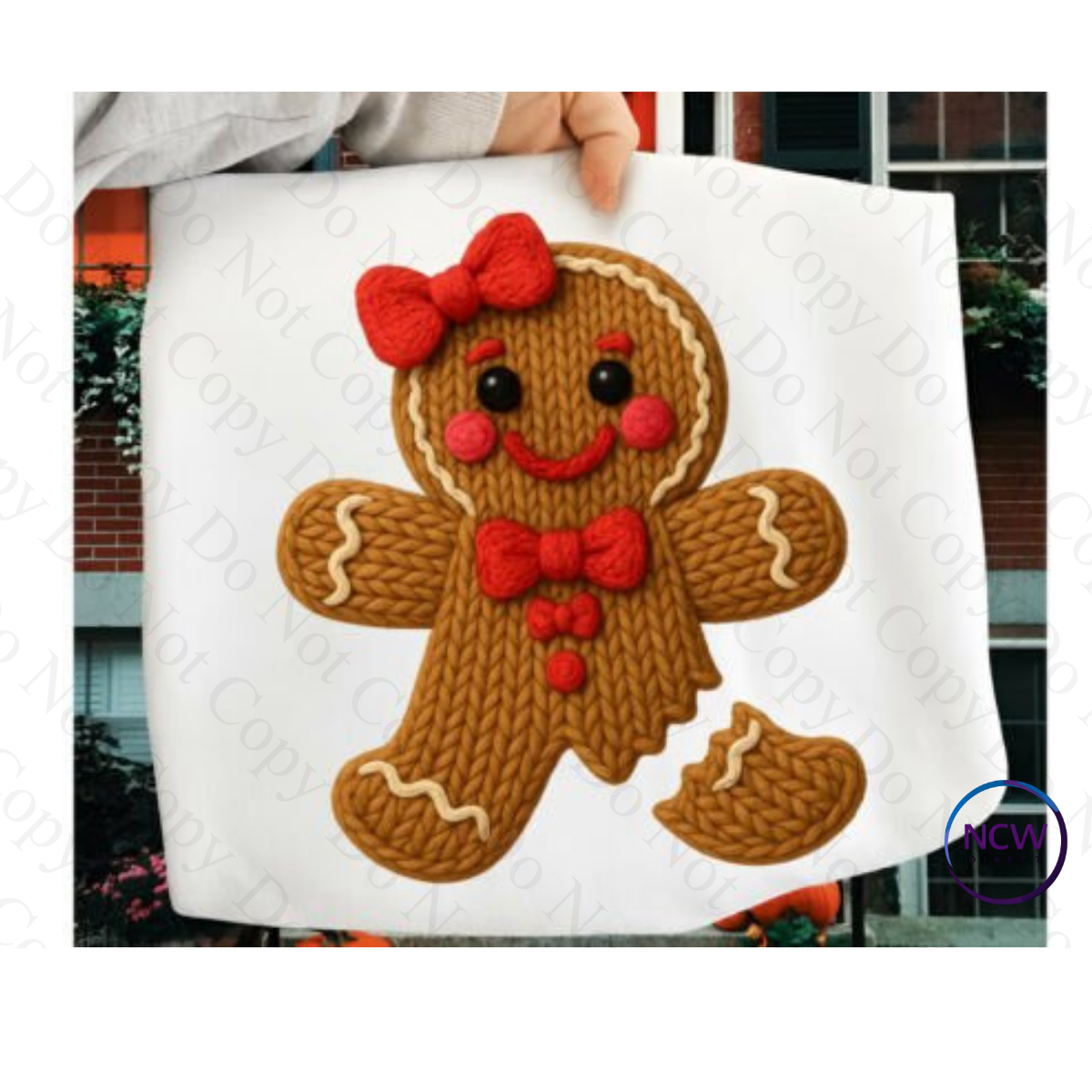 Gingerbread Faux Yarn Crochet DTF