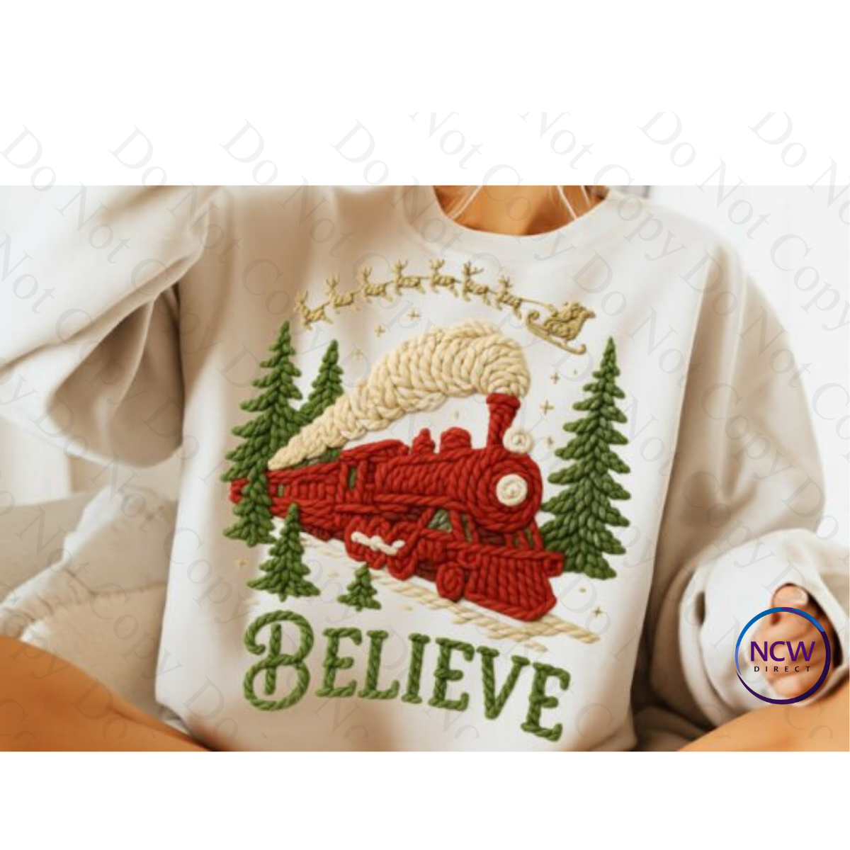 Believe Train Faux Yarn Crochet DTF