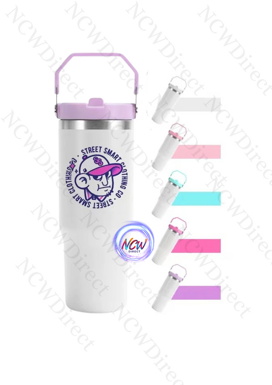 30oz Flip Straw Sublimation Tumblers(coloured Lid)