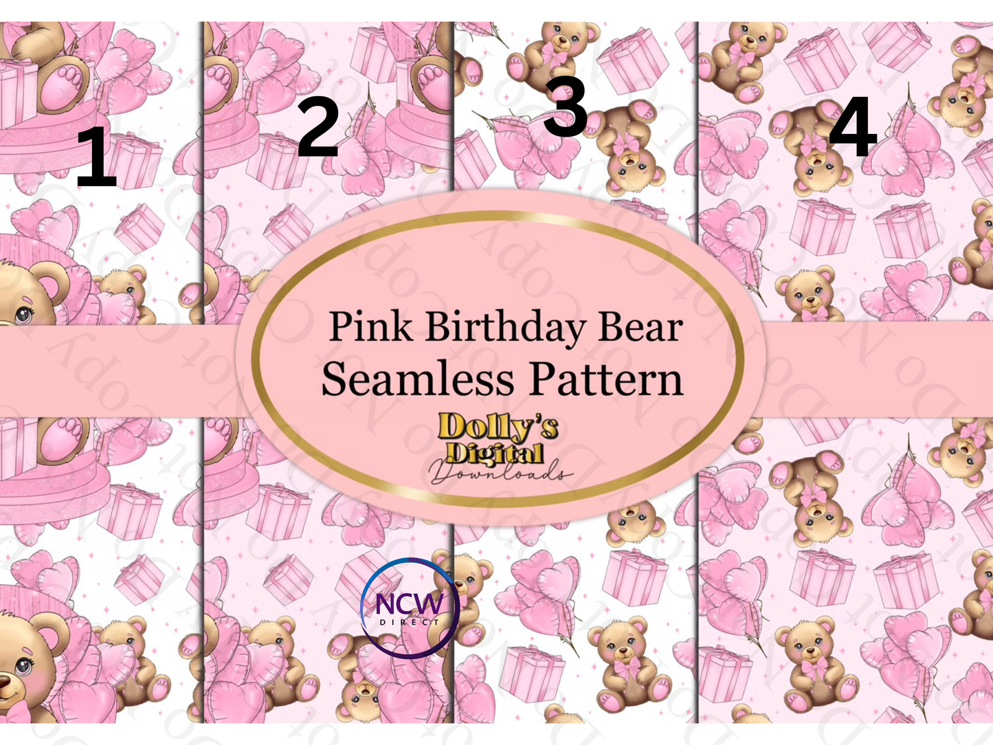 Pink Birthday Bear wrapping paper
