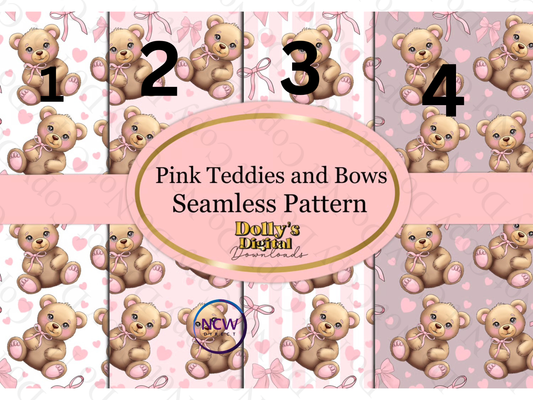 Pink Teddies and Bows wrapping paper