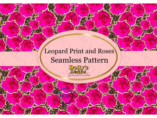 Leopard Print and Roses wrapping paper