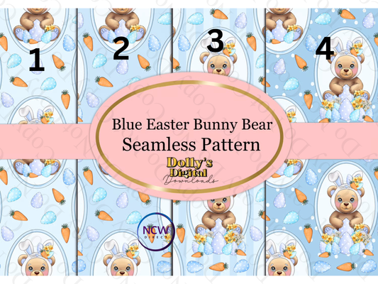 Blue Easter Bunny Bear Wrapping  paper