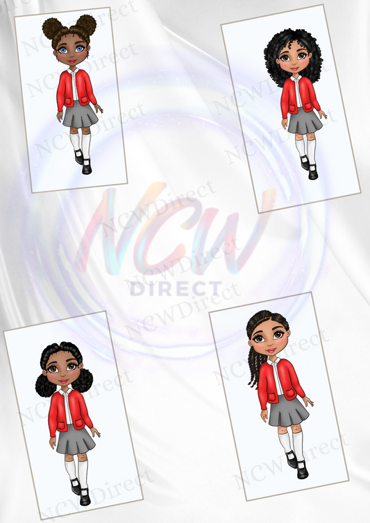 UVDTF school Afro Girl in Red cardigan Sticker