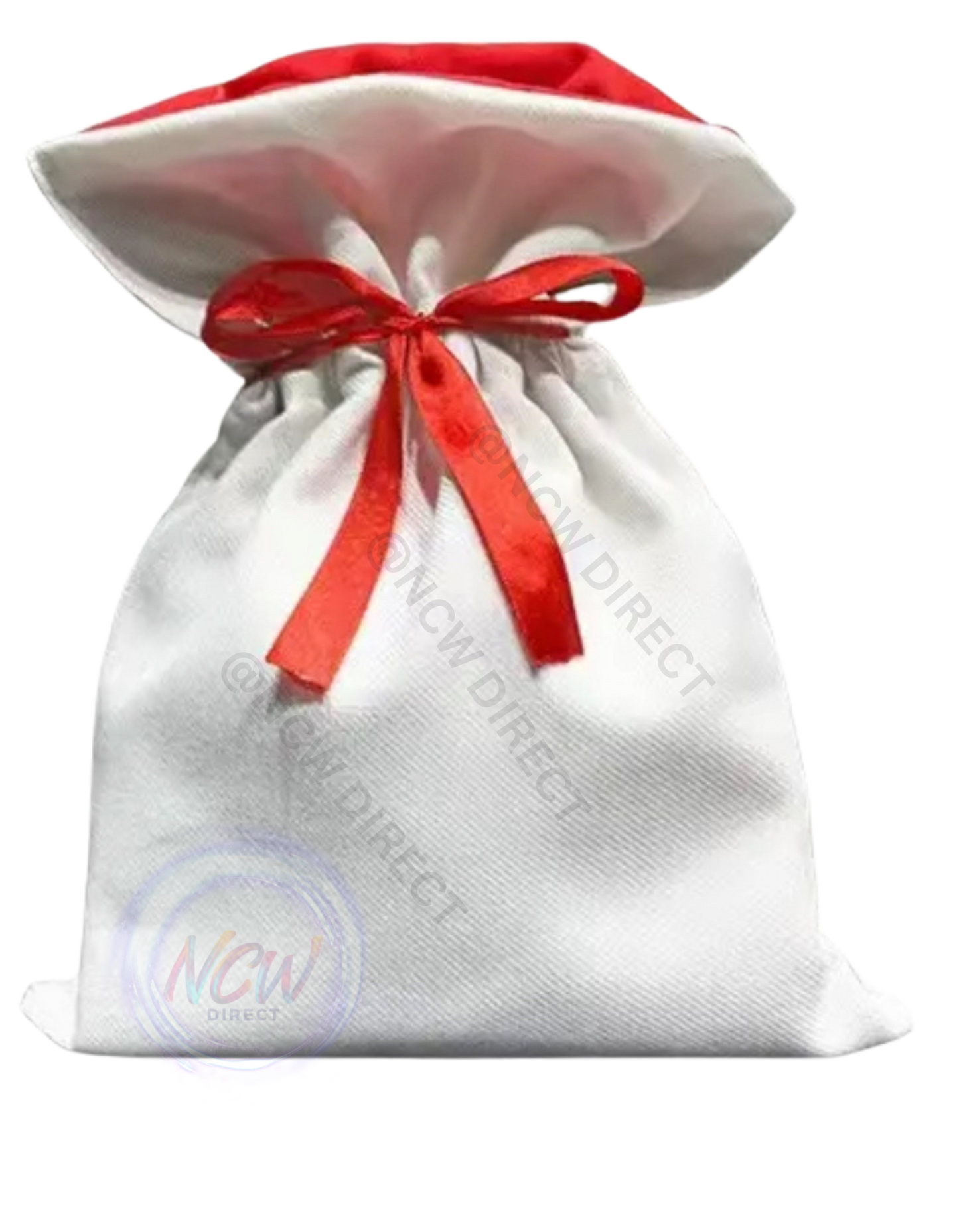 Sublimation Drawstring sack with red Ribbon