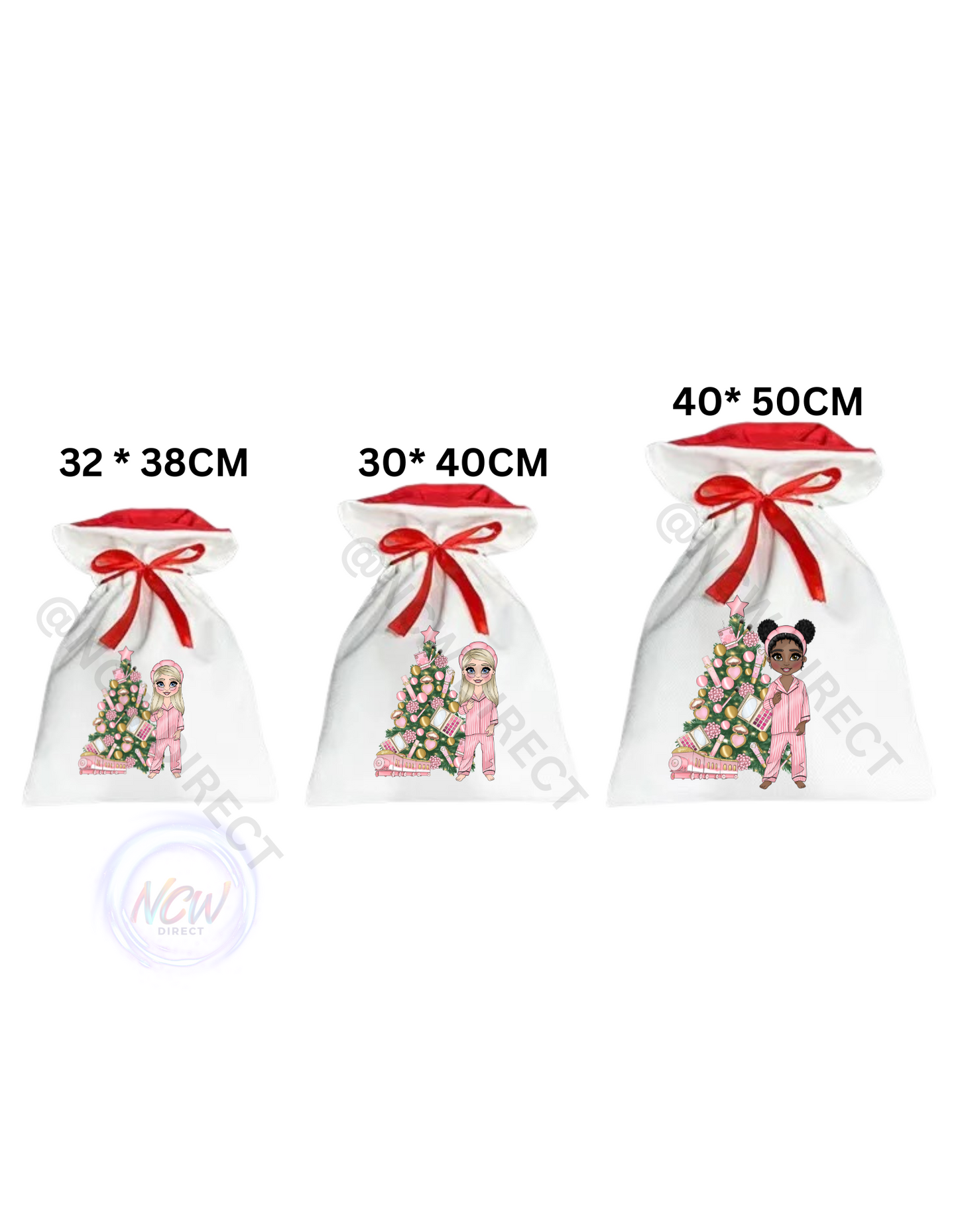 Sublimation Drawstring sack with red Ribbon