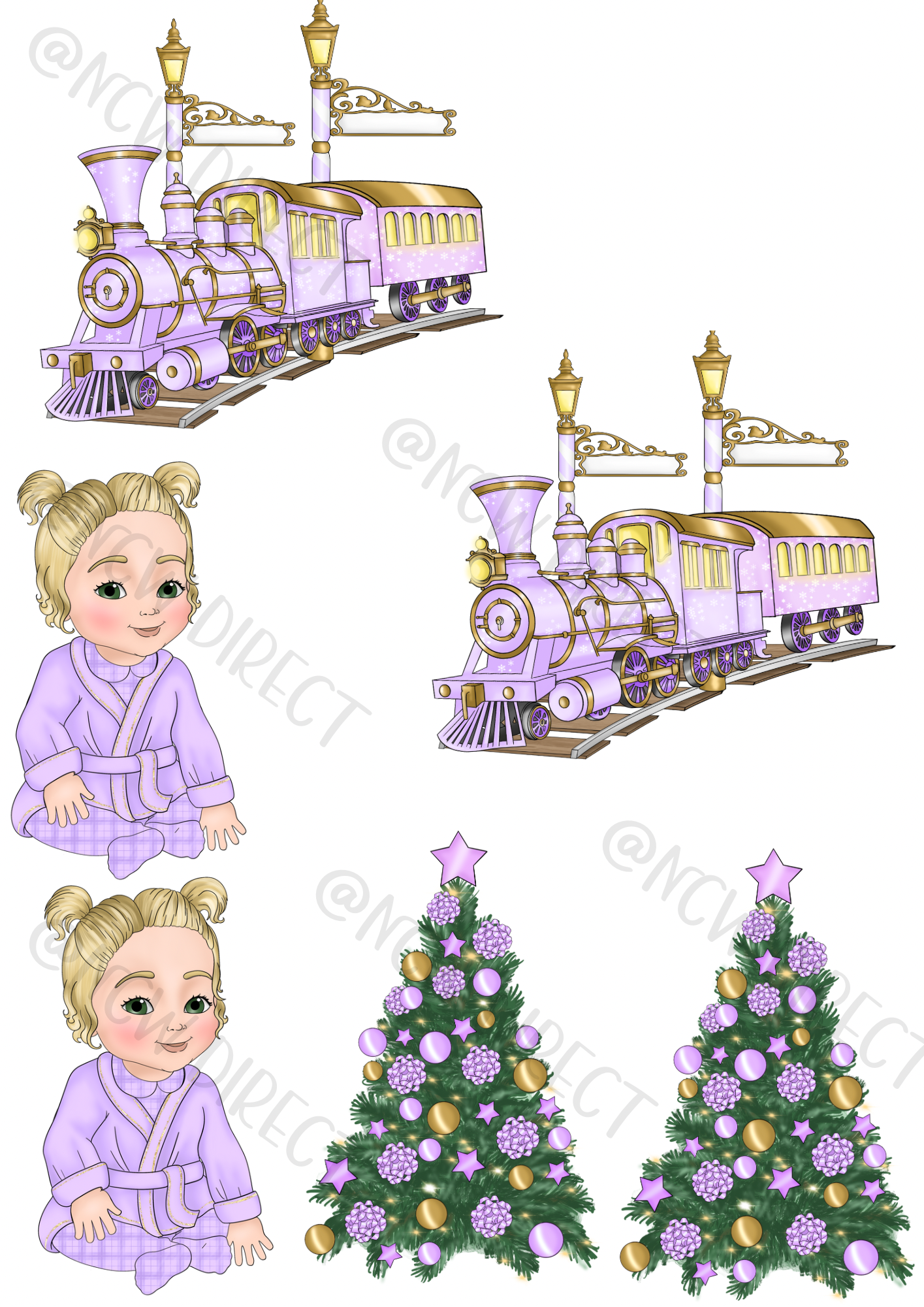 Christmas Express Baby Purple Girl UVDTF