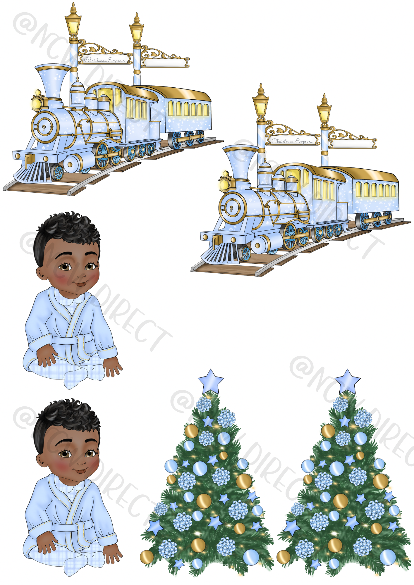 Christmas Express Baby Boy Blue UVDTF