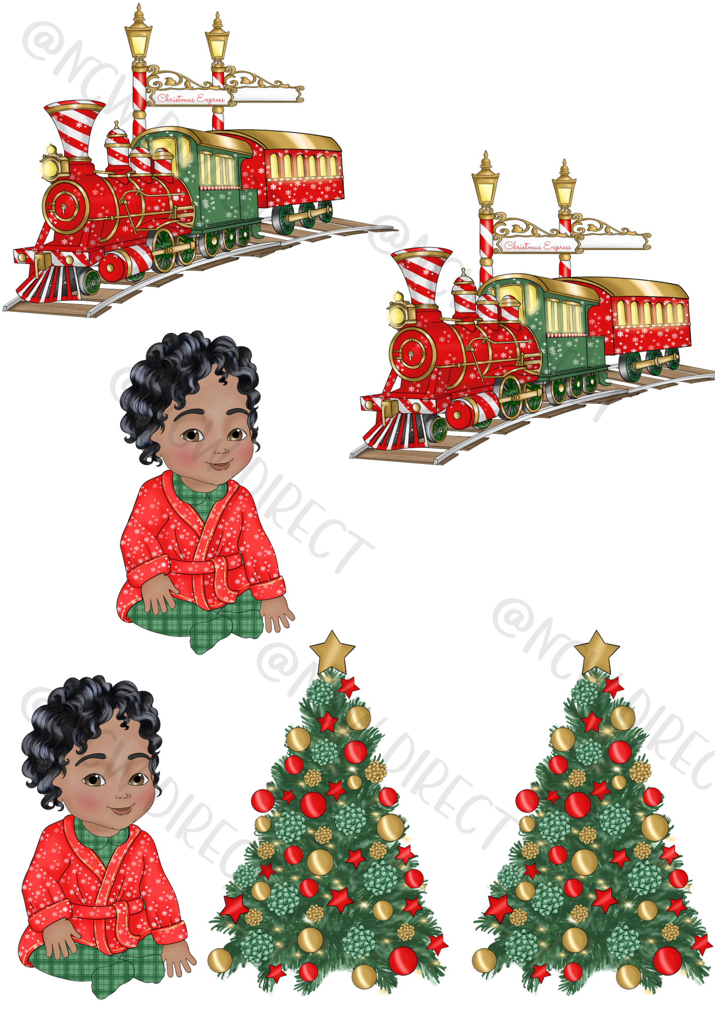 Christmas Express Baby Girl Red UVDTF