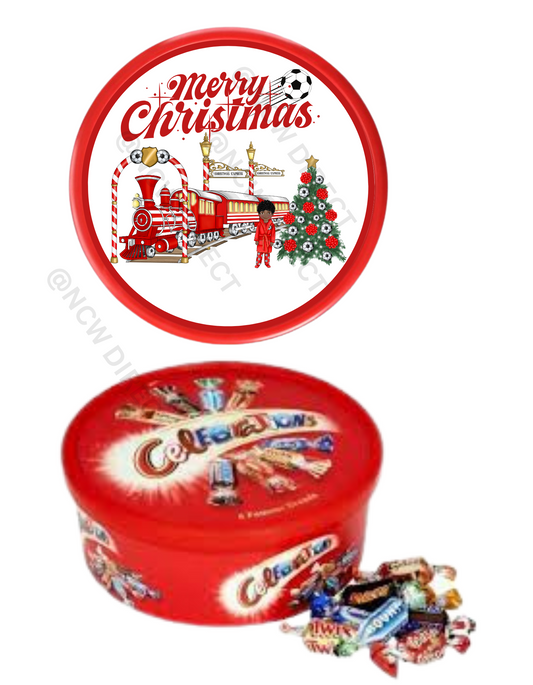 Chocolate Tub Sticker               Football Christmas Express  Boy