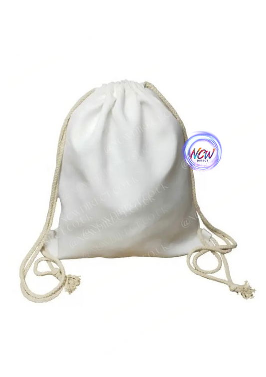 White Canvas Sublimation Draw String Bag