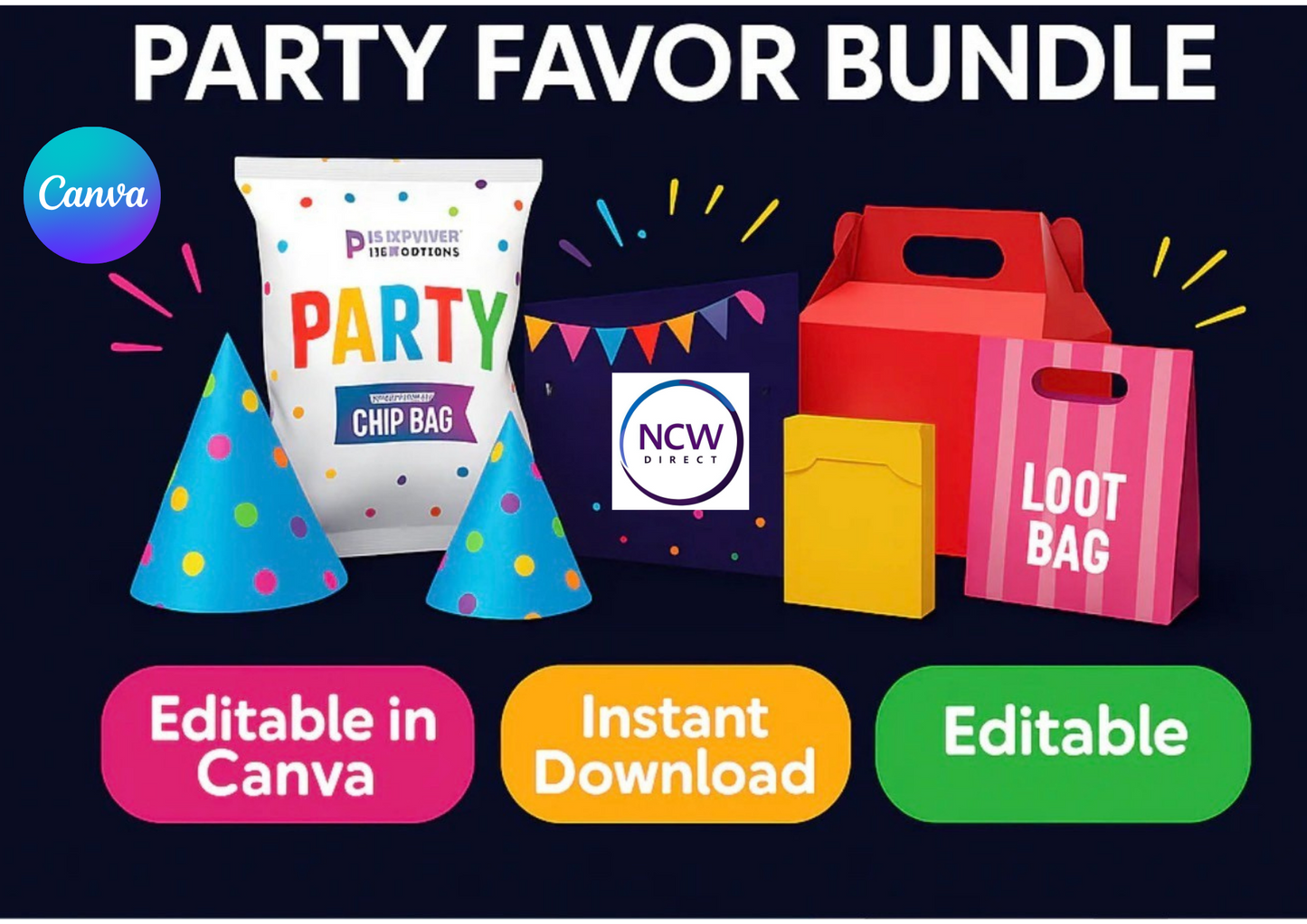 PARTY  FAVOUR BOXES 1 CANVA TEMPLATE